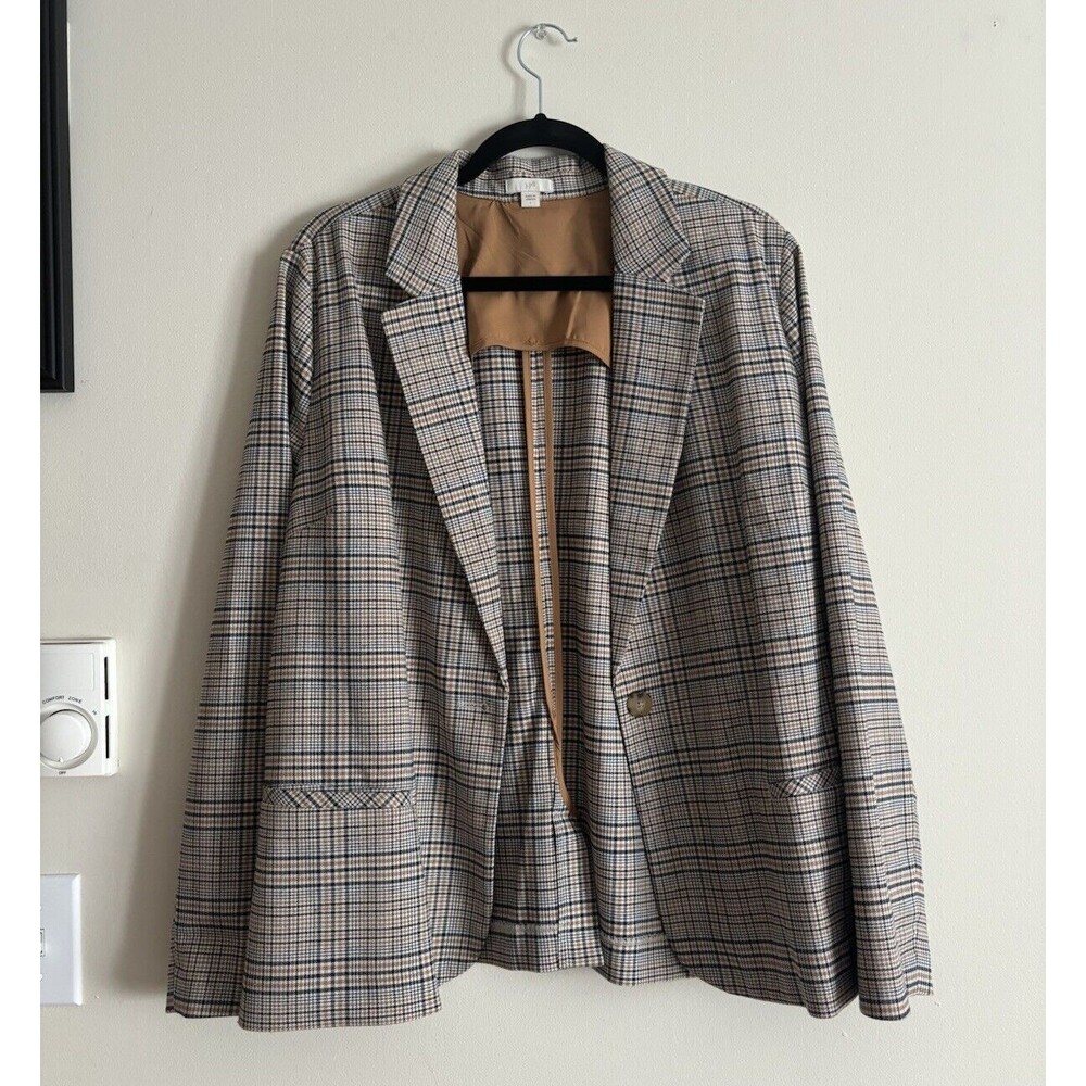 J. Jill Plaid Blazer in Beige and Black